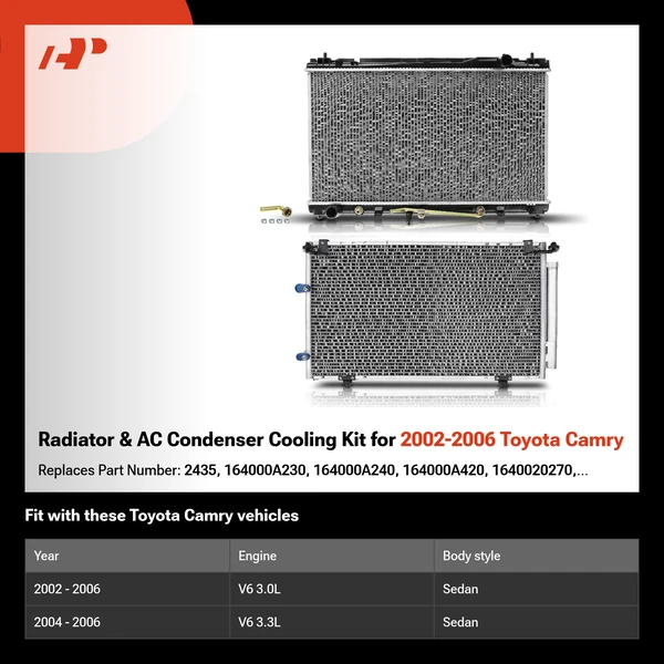 Radiator & AC Condenser Cooling Kit for 2002-2006 Toyota Camry