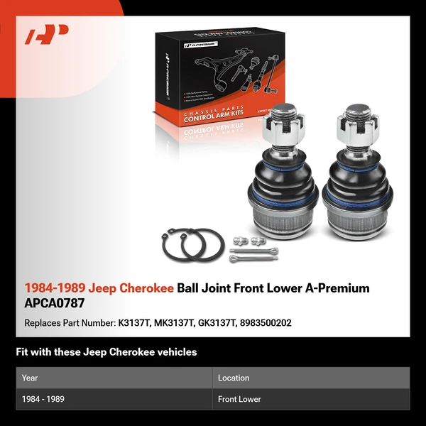 1984-1989 Jeep Cherokee Ball Joint Front Lower A-Premium APCA0787