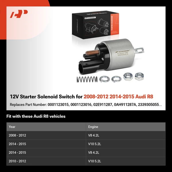 12V Starter Solenoid Switch for 2008-2012 2014-2015 Audi R8