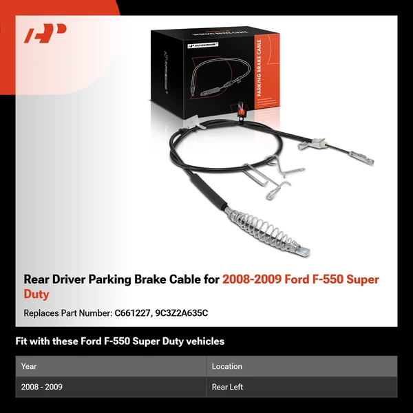 Rear Driver Parking Brake Cable for 2008-2009 Ford F-550 Super Duty