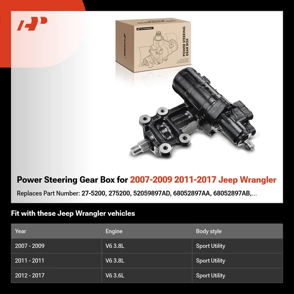 Power Steering Gear Box for 2007-2009 2011-2017 Jeep Wrangler
