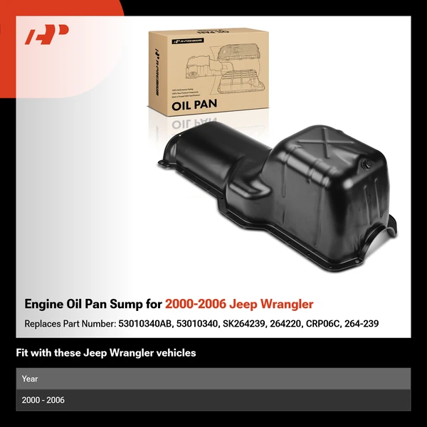 Engine Oil Pan Sump for 2000-2006 Jeep Wrangler