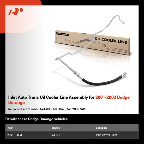 Inlet Auto Trans Oil Cooler Line Assembly for 2001-2003 Dodge Durango