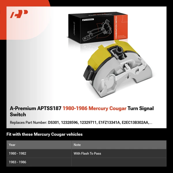 A-Premium APTSS187 1980-1986 Mercury Cougar Turn Signal Switch