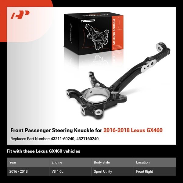 Front Passenger Steering Knuckle for 2016-2018 Lexus GX460