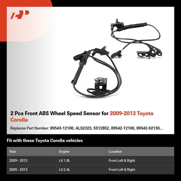 2 Pcs Front ABS Wheel Speed Sensor for 2009-2013 Toyota Corolla