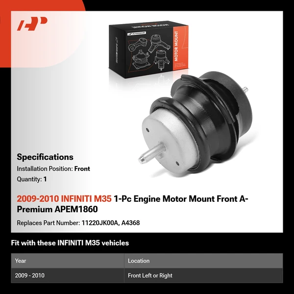 2009-2010 INFINITI M35 1-Pc Engine Motor Mount Front A-Premium APEM1860