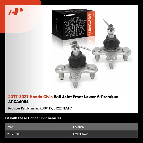 2017-2021 Honda Civic Ball Joint Front Lower A-Premium APCA6084