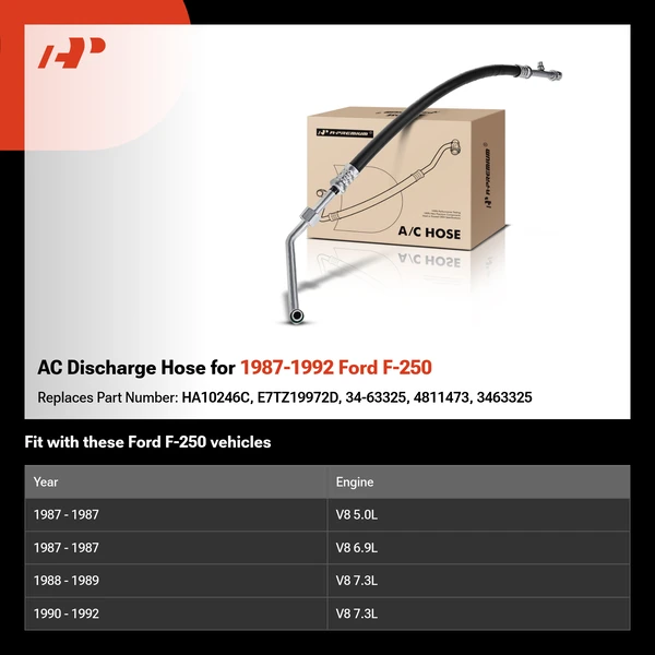 AC Discharge Hose for 1987-1992 Ford F-250