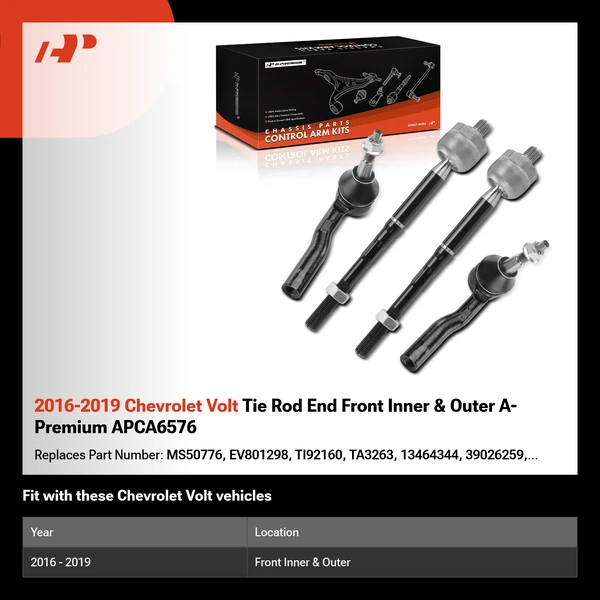 2016-2019 Chevrolet Volt Tie Rod End Front Inner & Outer A-Premium APCA6576