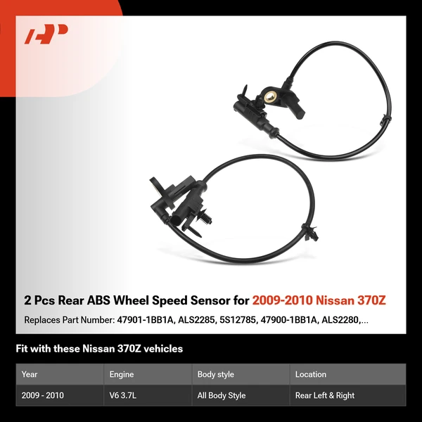 2 Pcs Rear ABS Wheel Speed Sensor for 2009-2010 Nissan 370Z