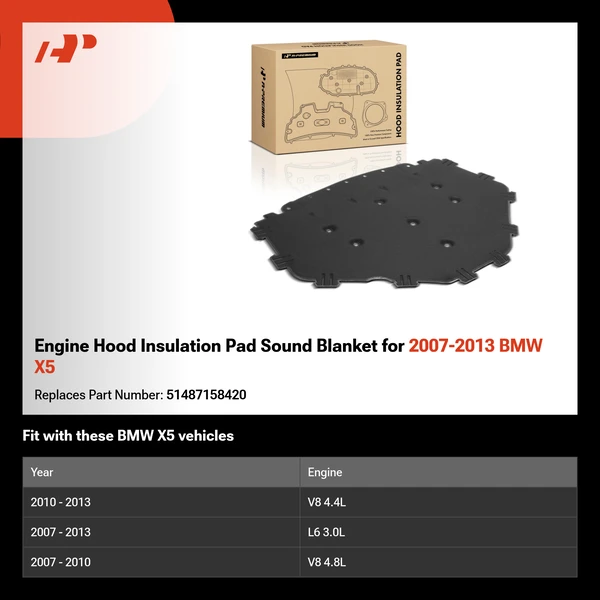 Engine Hood Insulation Pad Sound Blanket for 2007-2013 BMW X5