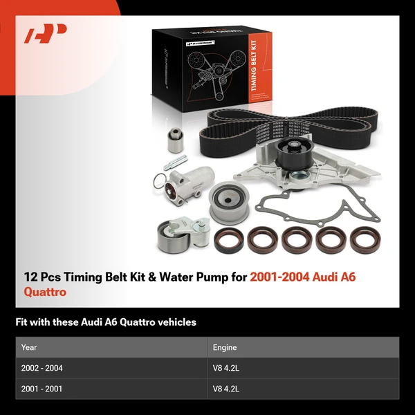 12 Pcs Timing Belt Kit & Water Pump for 2001-2004 Audi A6 Quattro