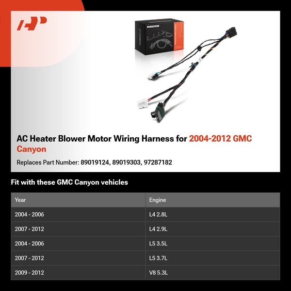 AC Heater Blower Motor Wiring Harness for 2004-2012 GMC Canyon