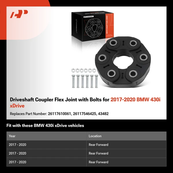 Driveshaft Coupler Flex Joint with Bolts for 2017-2020 BMW 430i xDrive