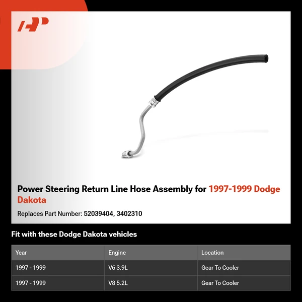 Power Steering Return Line Hose Assembly for 1997-1999 Dodge Dakota