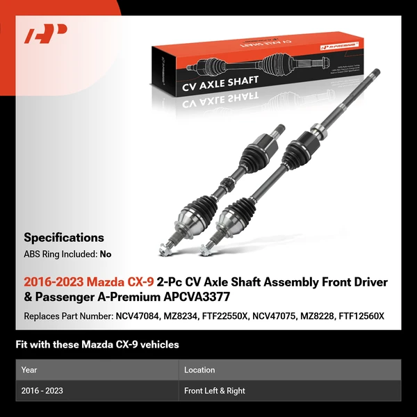 2016-2023 Mazda CX-9 2-Pc CV Axle Shaft Assembly Front Driver & Passenger A-Premium APCVA3377