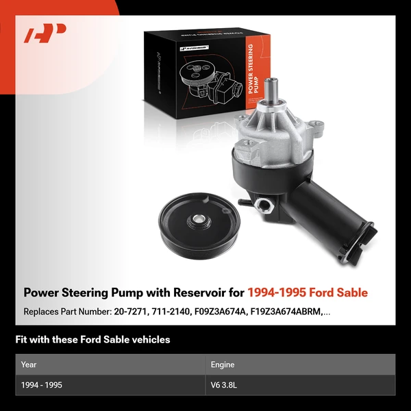 Power Steering Pump with Reservoir for 1994-1995 Ford Sable