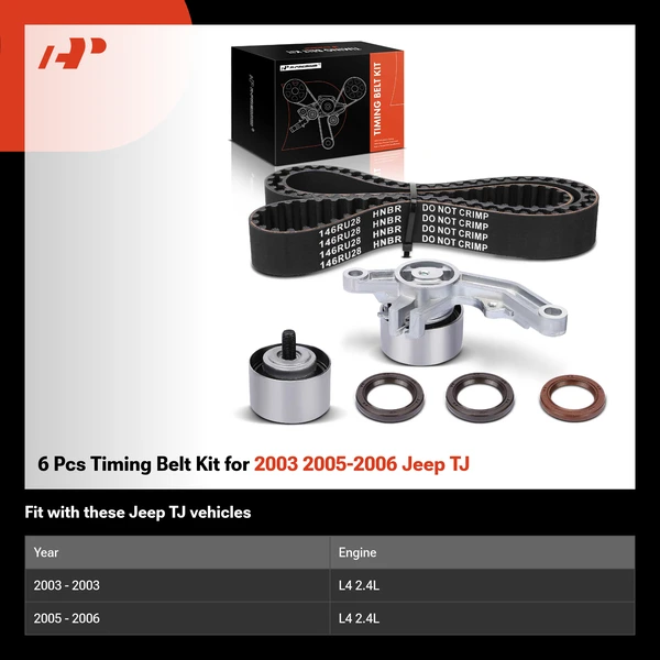 6 Pcs Timing Belt Kit for 2003 2005-2006 Jeep TJ