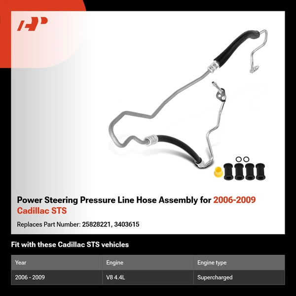 Power Steering Pressure Line Hose Assembly for 2006-2009 Cadillac STS