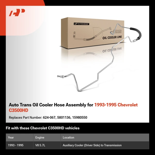 Auto Trans Oil Cooler Hose Assembly for 1993-1995 Chevrolet C3500HD