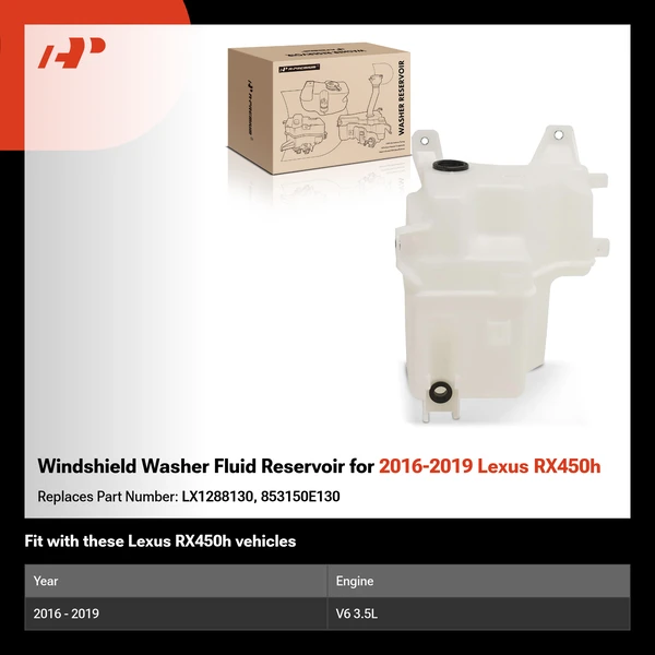 Windshield Washer Fluid Reservoir for 2016-2019 Lexus RX450h