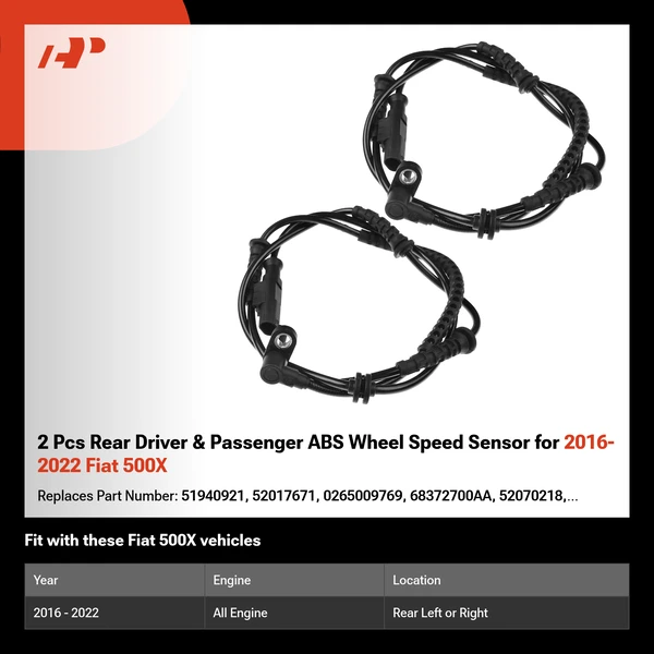 2 Pcs Rear Driver & Passenger ABS Wheel Speed Sensor for 2016-2022 Fiat 500X