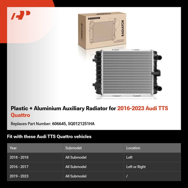 Plastic + Aluminium Auxiliary Radiator for 2016-2023 Audi TTS Quattro