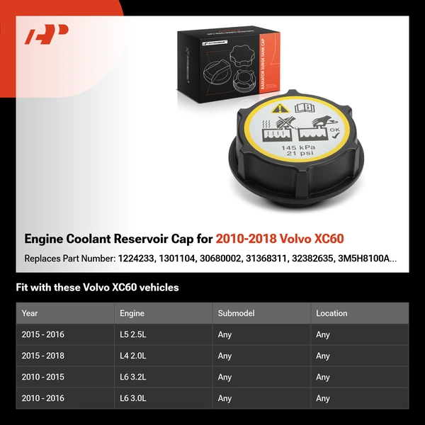 Engine Coolant Reservoir Cap for 2010-2018 Volvo XC60