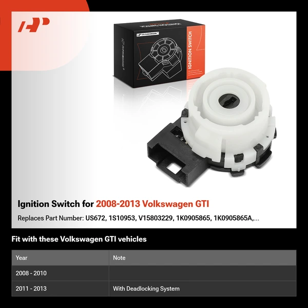Ignition Switch for 2008-2013 Volkswagen GTI