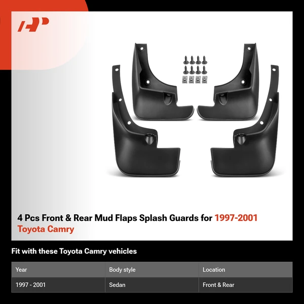 4 Pcs Front & Rear Mud Flaps Splash Guards for 1997-2001 Toyota Camry