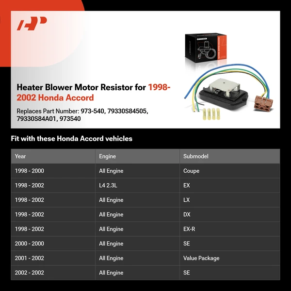 Heater Blower Motor Resistor for 1998-2002 Honda Accord