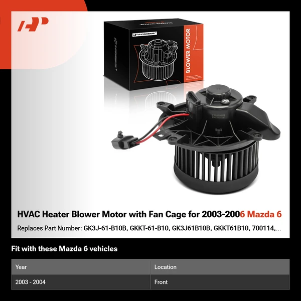 HVAC Heater Blower Motor with Fan Cage for 2003-2006 Mazda 6