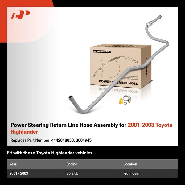 Power Steering Return Line Hose Assembly for 2001-2003 Toyota Highlander