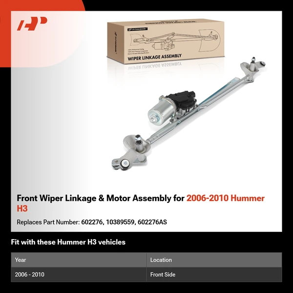 Front Wiper Linkage & Motor Assembly for 2006-2010 Hummer H3