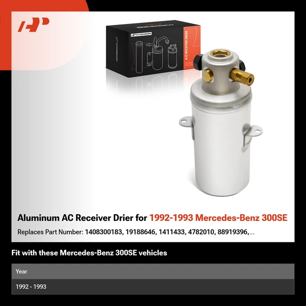 Aluminum AC Receiver Drier for 1992-1993 Mercedes-Benz 300SE
