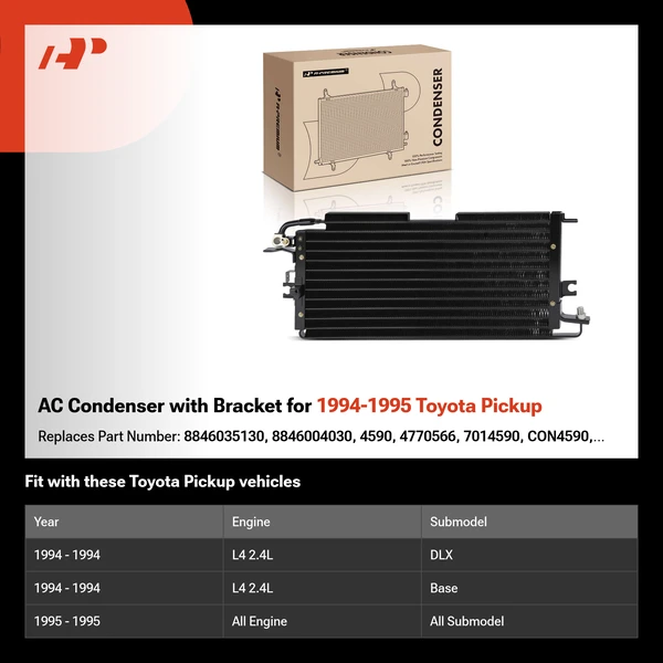 AC Condenser with Bracket for 1994-1995 Toyota Pickup