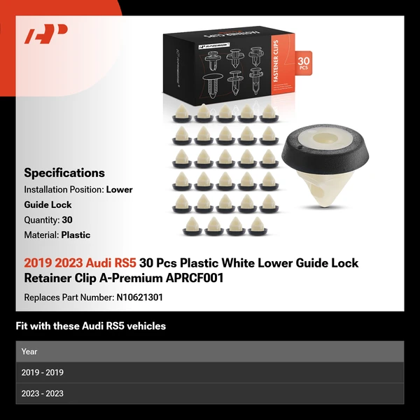 2019 2023 Audi RS5 30 Pcs Plastic White Lower Guide Lock A-Premium APRCF001