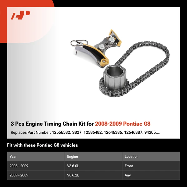 3 Pcs Engine Timing Chain Kit for 2008-2009 Pontiac G8