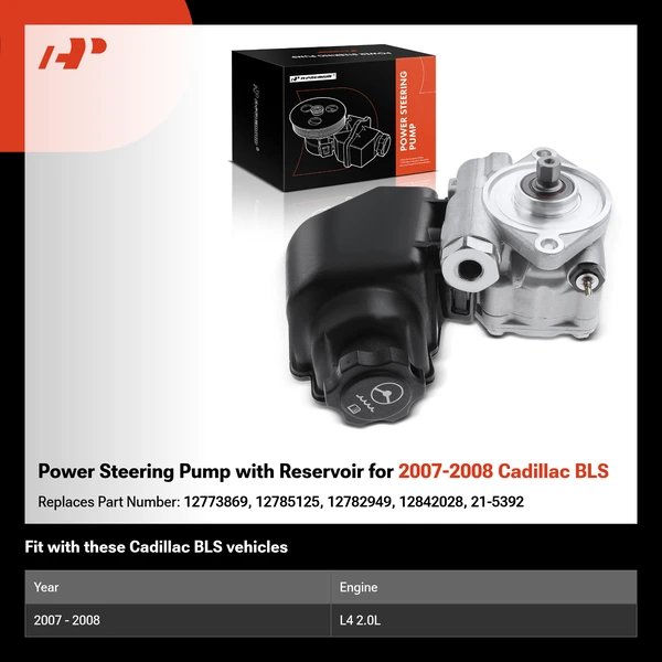 Power Steering Pump with Reservoir for 2007-2008 Cadillac BLS