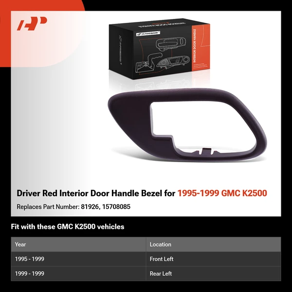 Driver Red Interior Door Handle Bezel for 1995-1999 GMC K2500