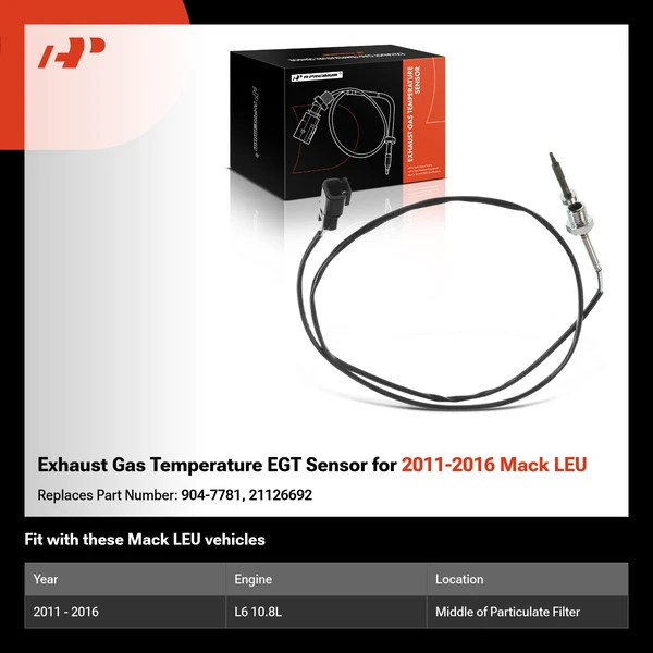 Exhaust Gas Temperature EGT Sensor for 2011-2016 Mack LEU