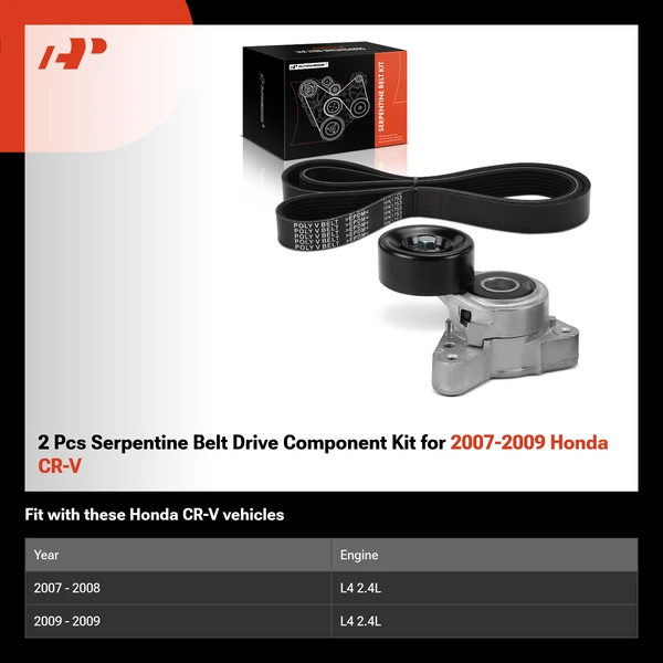 2 Pcs Serpentine Belt Drive Component Kit for 2007-2009 Honda CR-V