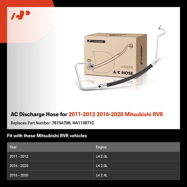 AC Discharge Hose for 2011-2012 2016-2020 Mitsubishi RVR