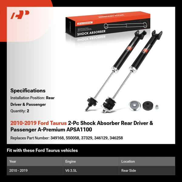 2010-2019 Ford Taurus 2-Pc Shock Absorber Rear Driver & Passenger A-Premium APSA1100