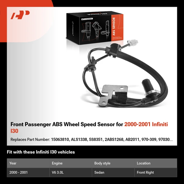 Front Passenger ABS Wheel Speed Sensor for 2000-2001 Infiniti I30
