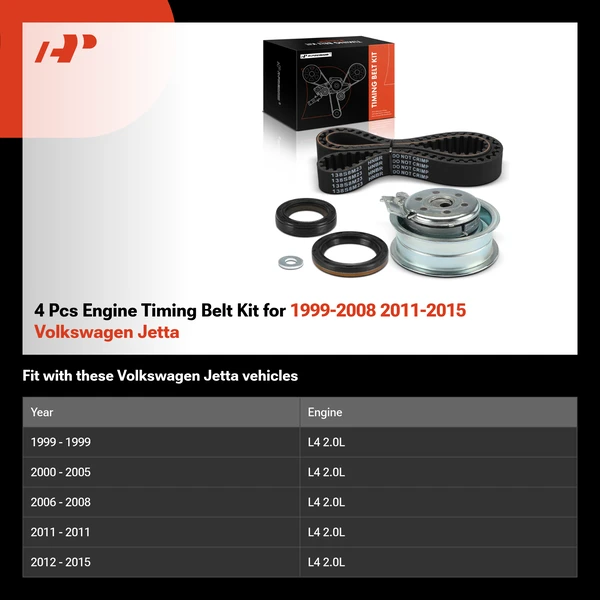 4 Pcs Engine Timing Belt Kit for 1999-2008 2011-2015 Volkswagen Jetta