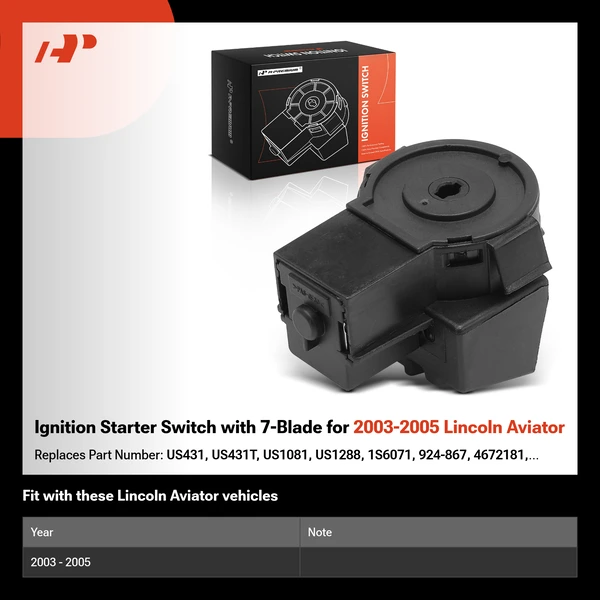 Ignition Starter Switch with 7-Blade for 2003-2005 Lincoln Aviator