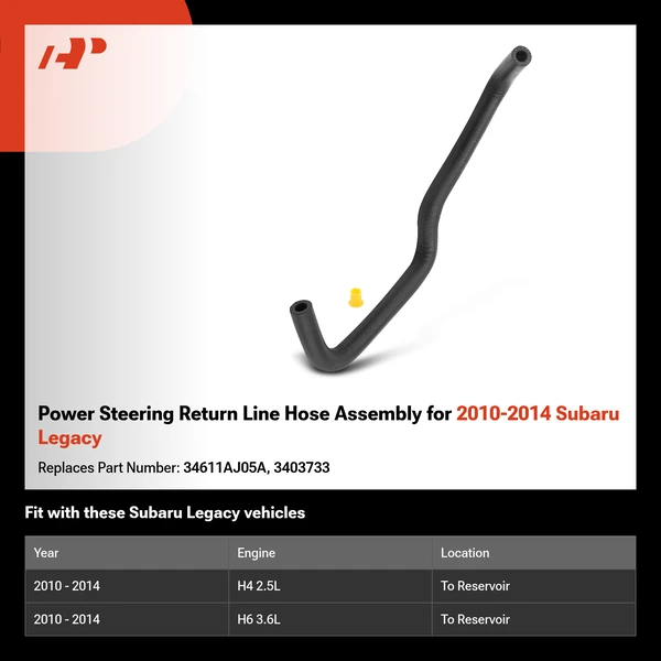 Power Steering Return Line Hose Assembly for 2010-2014 Subaru Legacy
