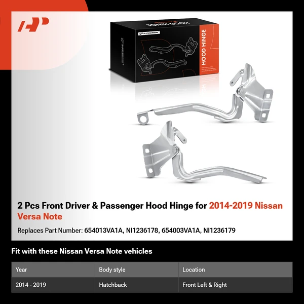 2 Pcs Front Driver & Passenger Hood Hinge for 2014-2019 Nissan Versa Note